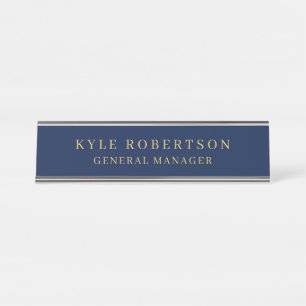 Porte-nom Pour Bureau Blue Gold Professional Nom personnel tendance