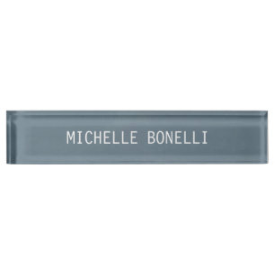 Porte-nom Pour Bureau Blue Grey Élégant Plat Lisible Moderne