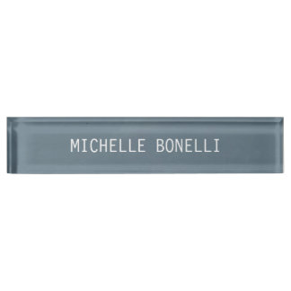 Porte-nom Pour Bureau Blue Grey Élégant Plat Lisible Moderne