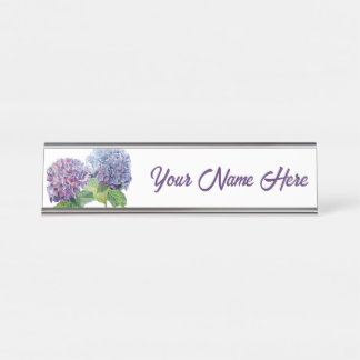 Porte-nom Pour Bureau Blue Hydrangeas Personalized Nameplate