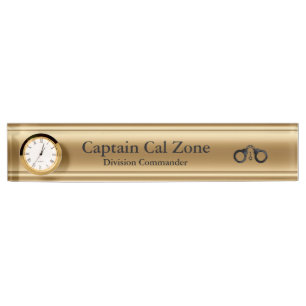 Porte-nom Pour Bureau Blue Line mince - 24 regards d'or de carat