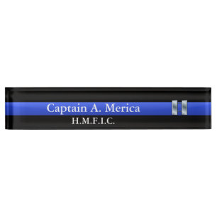 Porte-nom Pour Bureau Blue Line mince - capitaine Bars Rank