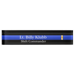Porte-nom Pour Bureau Blue Line mince - lieutenant Rank