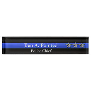 Porte-nom Pour Bureau Blue Line mince - rang d'étoile du chef trois