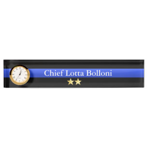 Porte-nom Pour Bureau Blue Line mince - rang d'étoiles du chef 2