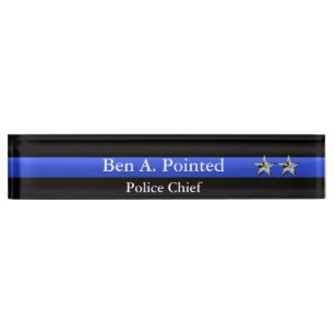 Porte-nom Pour Bureau Blue Line mince - rang d'étoiles du chef deux