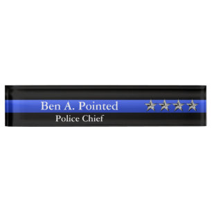 Porte-nom Pour Bureau Blue Line mince - rang d'étoiles du chef quatre