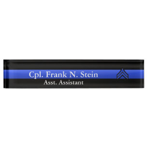 Porte-nom Pour Bureau Blue Line mince - Stripes Rank corporelle