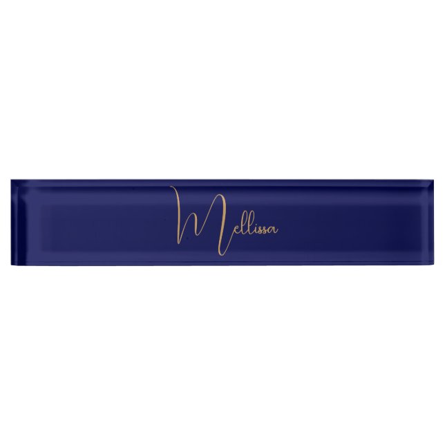 Porte-nom Pour Bureau Blue minimalist custom name  (Devant)