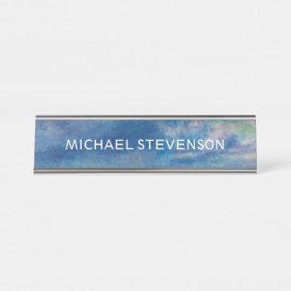 Porte-nom Pour Bureau Blue Sky Sea Abstrait Unique Chic Moderne Minimal