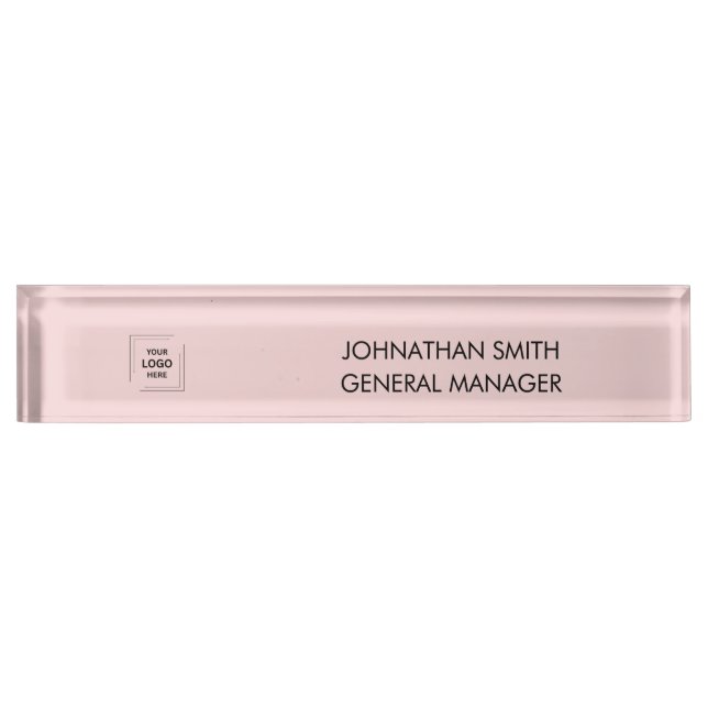 Porte-nom Pour Bureau Blush Rose Logo de Manager Moderne pour Bureau  (Devant)