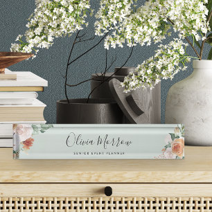 Porte-nom Pour Bureau Boho Blooms Floral d'aquarelle moderne