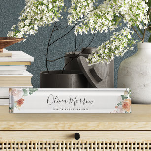 Porte-nom Pour Bureau Boho Blooms Floral d'aquarelle moderne