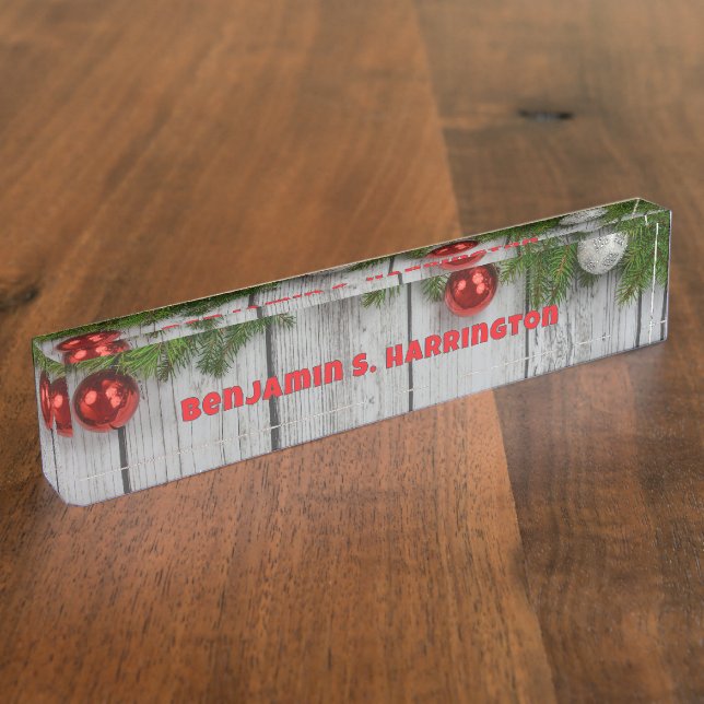 Porte-nom Pour Bureau Bois de Noël Saison des Fêtes (Taille)