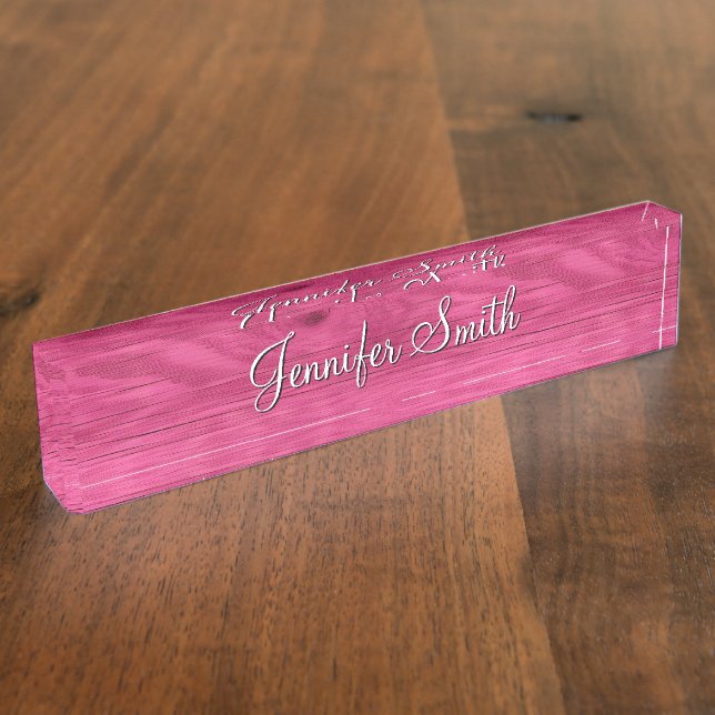 Porte-nom Pour Bureau Bois Rose Chaud Faux (Taille)