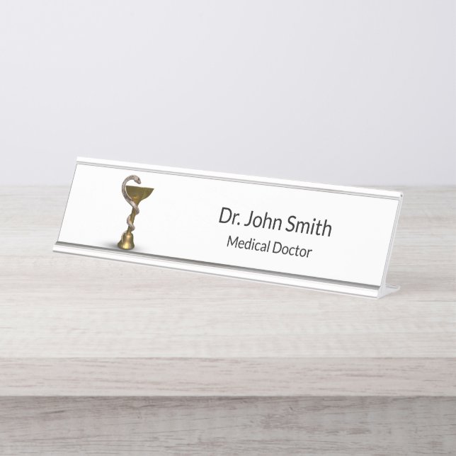 Porte-nom Pour Bureau Bol de serpent de bronze Hygiée Médicale blanche C (Devant)