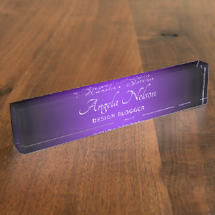 Porte-nom Pour Bureau Bordure noire ombre bleu violet