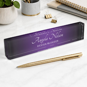 Porte-nom Pour Bureau Bordure noire ombre royale violette