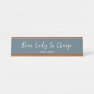 Porte-nom Pour Bureau Boss Lady Dusty Blue Gold Office personnalisé
