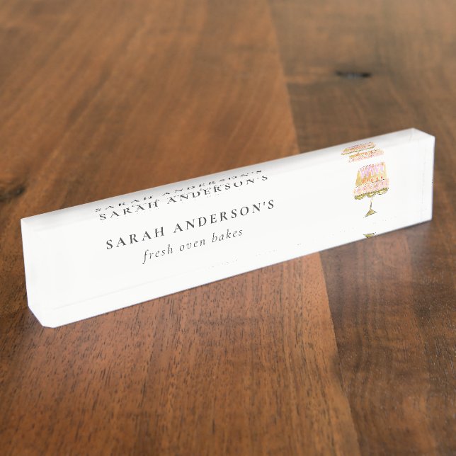 Porte-nom Pour Bureau Boulangerie de gâteau couleur pastel minimum (Taille)