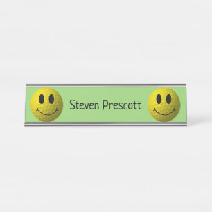 Porte-nom Pour Bureau Boule de golf de visage de sourire avec le nom