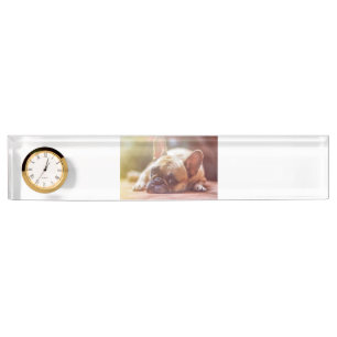 Porte-nom Pour Bureau bouledogue français allongé