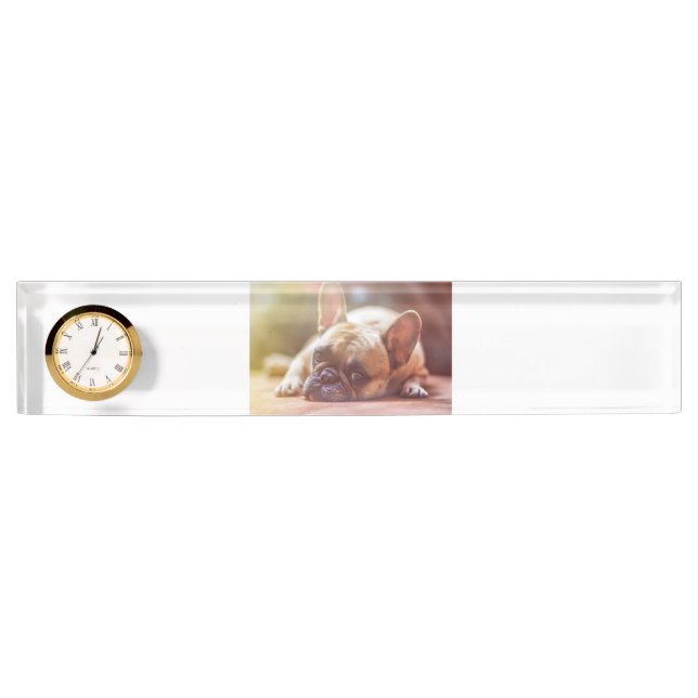 Porte-nom Pour Bureau bouledogue français allongé (Devant)