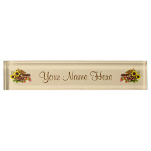 Porte-nom Pour Bureau Bouquet de tournesol et de maïs d'automne