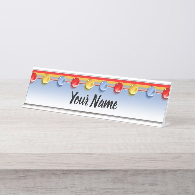 Porte-nom Pour Bureau Boutons de verre (Devant)