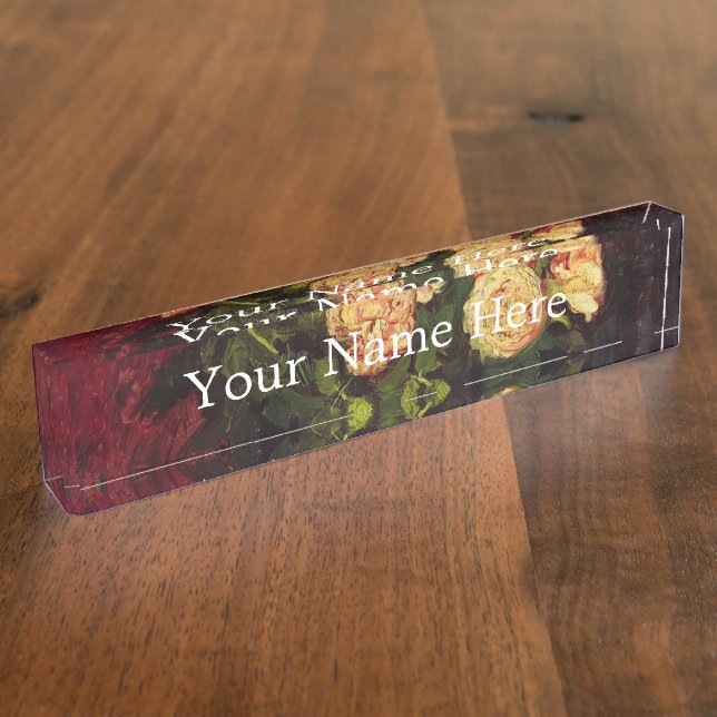Porte-nom Pour Bureau Bowl avec Peonies et Roses, Vincent van Gogh. (Taille)