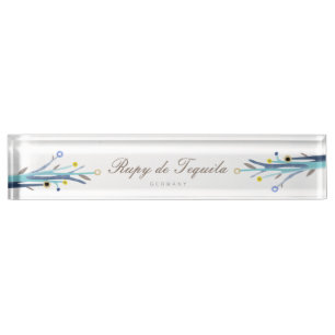 Porte-nom Pour Bureau Branches Bleues