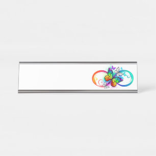 Porte-nom Pour Bureau Bright infinity with rainbow butterfly