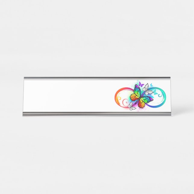 Porte-nom Pour Bureau Bright infinity with rainbow butterfly (Devant)
