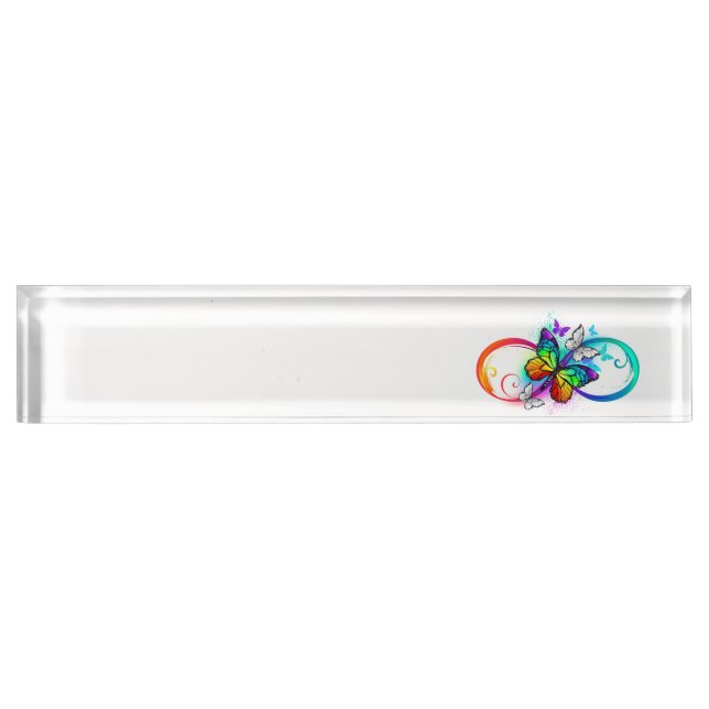 Porte-nom Pour Bureau Bright infinity with rainbow butterfly (Devant)