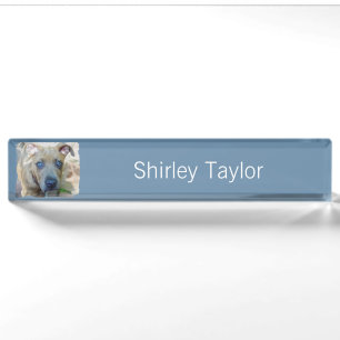 Porte-nom Pour Bureau Brindle Pit Bull Puppy par Shirley Taylor