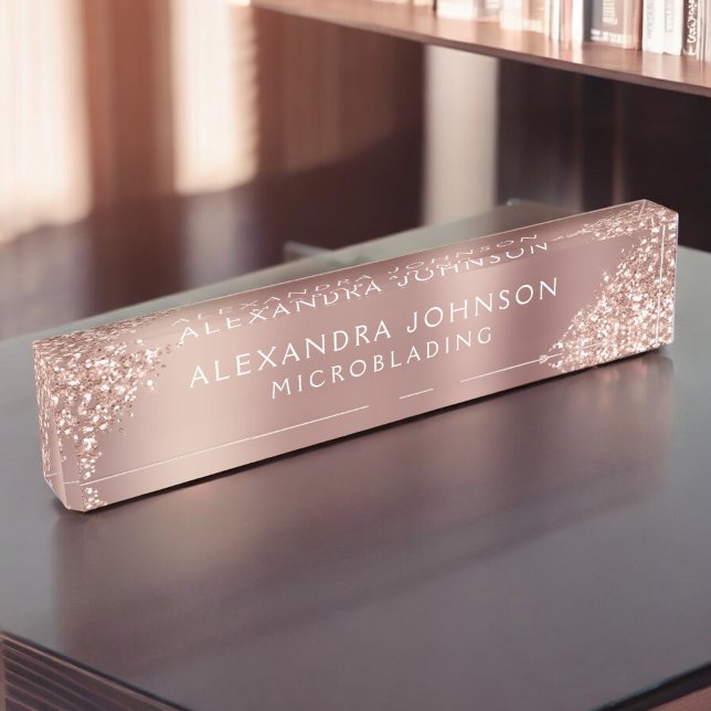 Porte-nom Pour Bureau Brochures à microlames rose or rose Parties scinti (Créateur téléchargé)