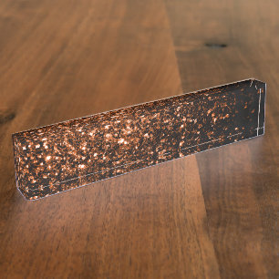Porte-nom Pour Bureau Bronze orange brun brun faux parties scintillant e