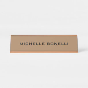 Porte-nom Pour Bureau Brown clair minimaliste Plain moderne