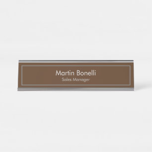 Porte-nom Pour Bureau Brown Plain Simple Moderne Professionnel