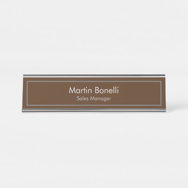 Porte-nom Pour Bureau Brown Plain Simple Moderne Professionnel (Devant)