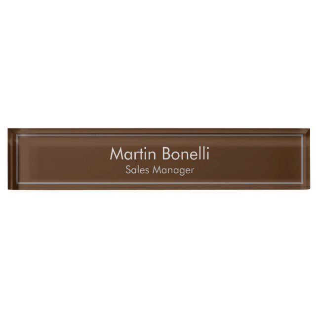 Porte-nom Pour Bureau Brown Plain Simple Moderne Professionnel (Devant)