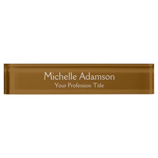 Porte-nom Pour Bureau Brown Professionnel Plain Moderne (Devant)