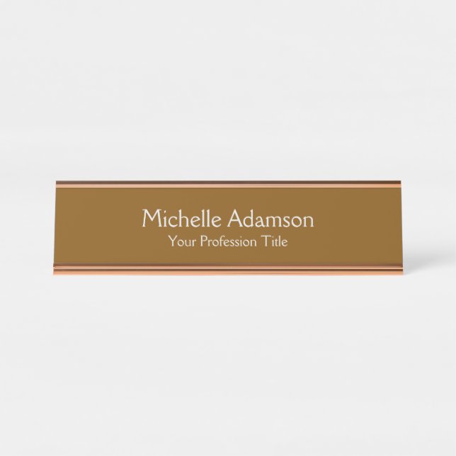 Porte-nom Pour Bureau Brown Professionnel Plain Moderne (Devant)