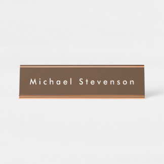 Porte-nom Pour Bureau Brown Trendy Modern Professional