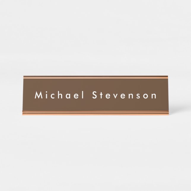 Porte-nom Pour Bureau Brown Trendy Modern Professional (Devant)