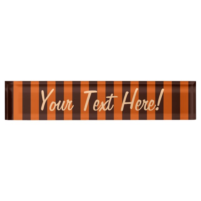 Porte-nom Pour Bureau Brûlé Orange Vertical Stripes Style Rétro (Devant)