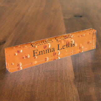 Porte-nom Pour Bureau Bulles orange