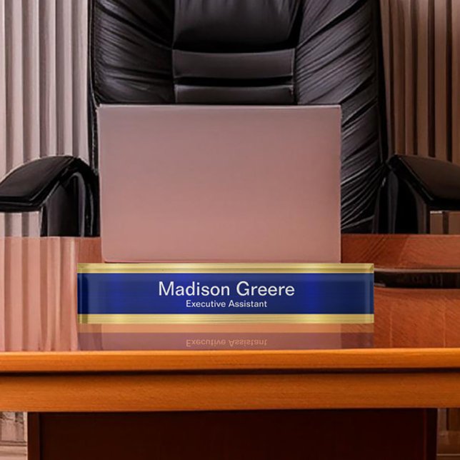 Porte-nom Pour Bureau Bureau à domicile professionnel Blue Gold (Créateur téléchargé)