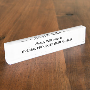 Porte-nom Pour Bureau Bureau d'affaires - Noir Texte blanc - Bureau - Pl