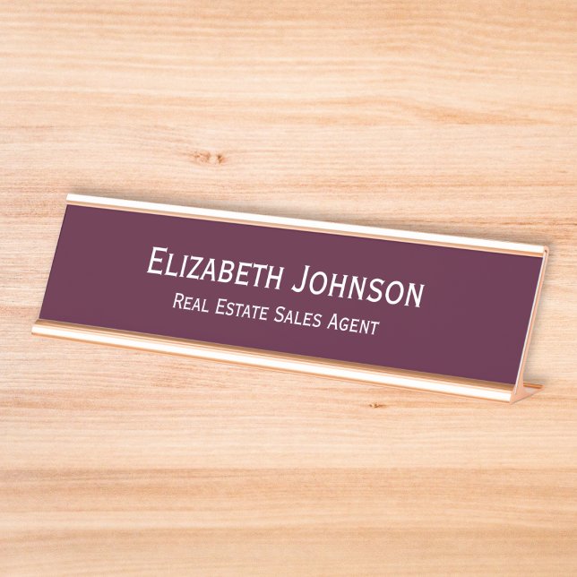 Porte-nom Pour Bureau Bureau d'affaires professionnel de Bourgogne moder (Modern Burgundy Professional Business Office Desk Name Plate)